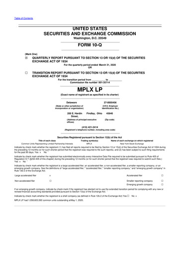Vorschaubild MPLX 10-Q Quartalsbericht 2020 