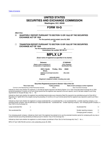 Vorschaubild MPLX 10-Q Quartalsbericht 2020 