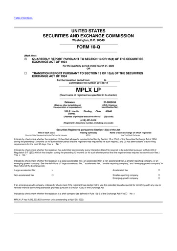 Vorschaubild MPLX 10-Q Quartalsbericht 2022 