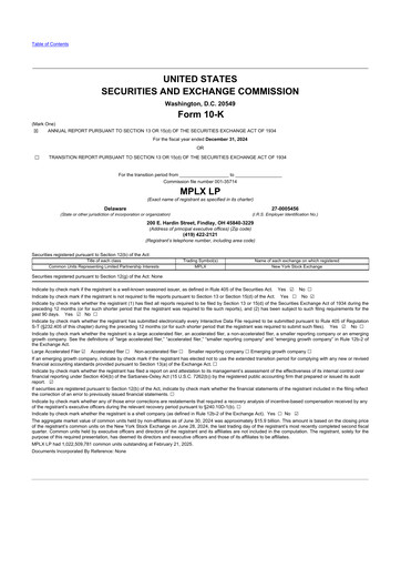 Thumbnail MPLX 10-K Annual Report 2024