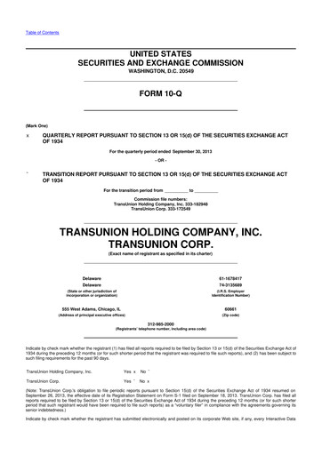 Thumbnail TransUnion 10-Q Quarterly Report FY 
