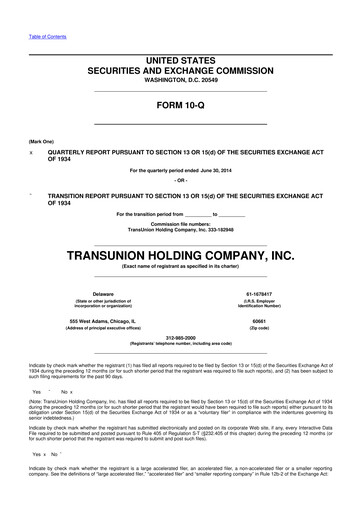 Thumbnail TransUnion 10-Q Quarterly Report FY2014 
