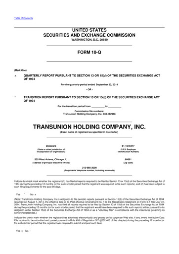 Thumbnail TransUnion 10-Q Quarterly Report FY2014 
