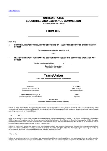 Thumbnail TransUnion 10-Q Quarterly Report FY2015 