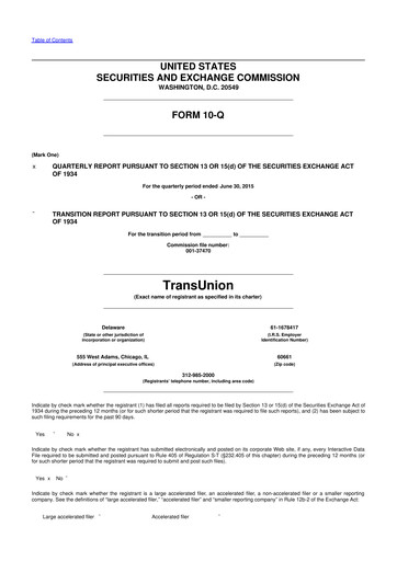 Thumbnail TransUnion 10-Q Quarterly Report FY2015 
