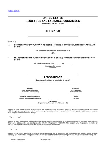 Thumbnail TransUnion 10-Q Quarterly Report FY2016 