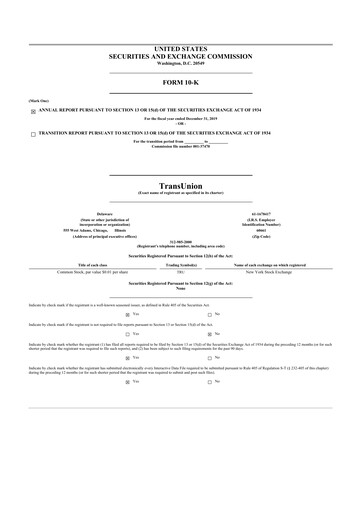 Thumbnail TransUnion 10-K Annual Report 2019