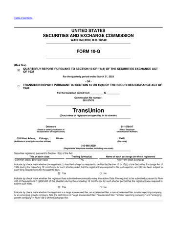 Thumbnail TransUnion 10-Q Quarterly Report FY2023 
