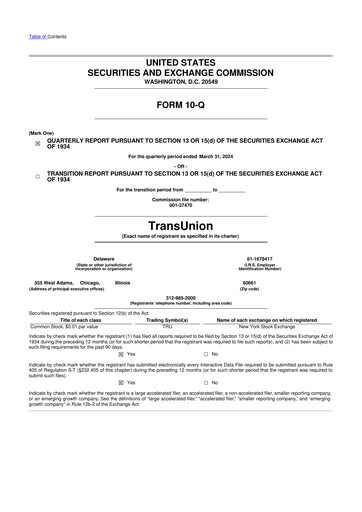 Thumbnail TransUnion 10-Q Quarterly Report FY2024 