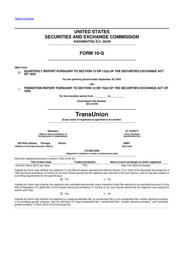 Thumbnail TransUnion 10-Q Quarterly Report FY2024 