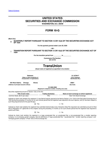 Miniature TransUnion 10-Q Rapport trimestriel 2026 
