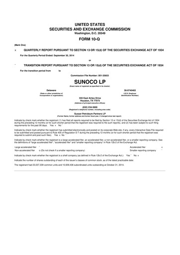 Thumbnail Sunoco 10-Q Quarterly Report FY2014 