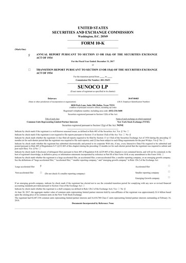 Thumbnail Sunoco 10-K Annual Report 2017