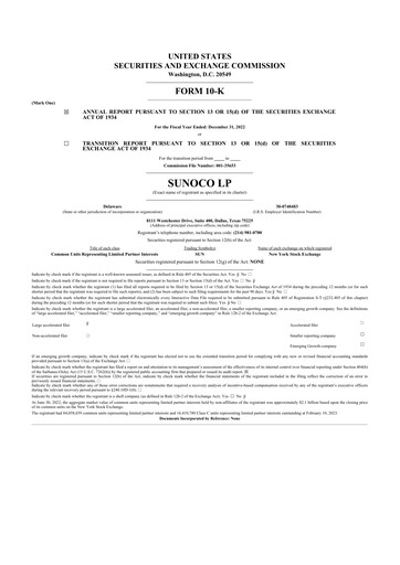 Thumbnail Sunoco 10-K Annual Report 2022