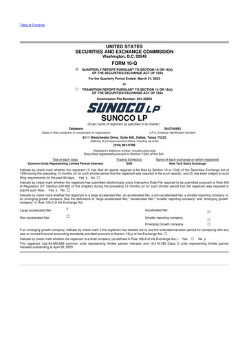 Thumbnail Sunoco 10-Q Quarterly Report FY2023 