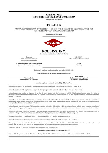 Thumbnail Rollins 10-K Annual Report 2014