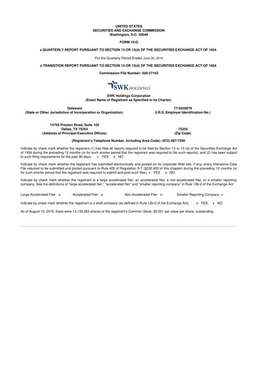 Thumbnail SWK Holdings 10-Q Quarterly Report FY2016 