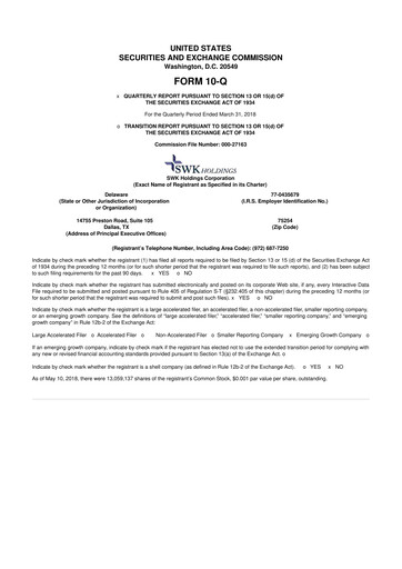 Thumbnail SWK Holdings 10-Q Quarterly Report FY2018 