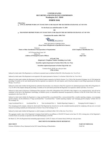 Thumbnail SWK Holdings 10-K Annual Report 2018