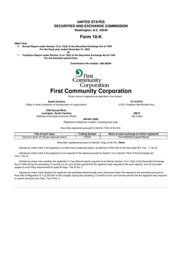 Thumbnail First Community Corporation 10-K Annual Report 2023