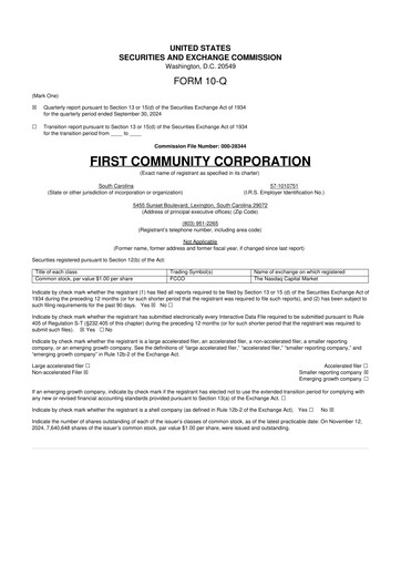 Thumbnail First Community Corporation 10-Q Quarterly Report FY2024 