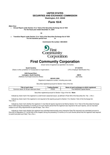 Thumbnail First Community Corporation 10-K Annual Report 2024