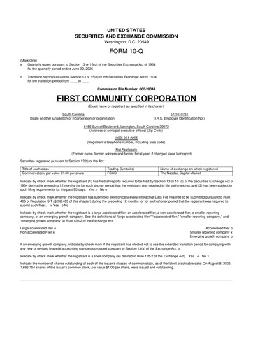 Thumbnail First Community Corporation 10-Q Quarterly Report FY2025 