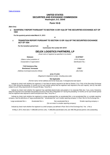 Thumbnail Delek Logistics Partners 10-Q Quarterly Report FY2013 