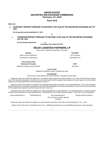 Thumbnail Delek Logistics Partners 10-Q Quarterly Report FY2014 