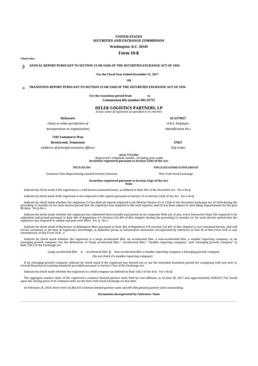 Thumbnail Delek Logistics Partners 10-K Annual Report 2017