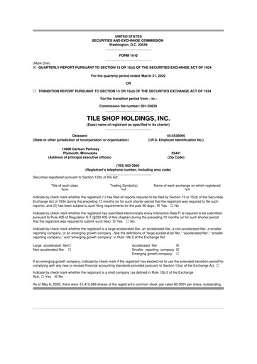 Vorschaubild Tile Shop Holdings 10-Q Quartalsbericht 2020 