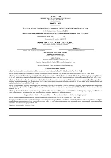 Thumbnail Duos Technologies Group 10-K Annual Report 2016