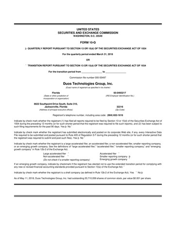 Thumbnail Duos Technologies Group 10-Q Quarterly Report FY2018 