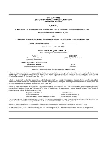 Thumbnail Duos Technologies Group 10-Q Quarterly Report FY2018 