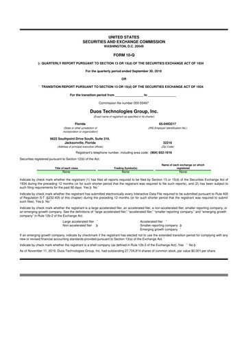 Thumbnail Duos Technologies Group 10-Q Quarterly Report FY2019 
