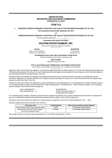 Thumbnail Dolphin Entertainment
 10-Q Quarterly Report FY2019 