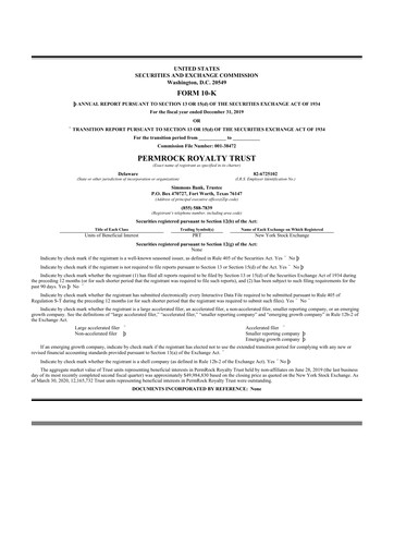 Vorschaubild PermRock Royalty Trust 10-K Jahresbericht 