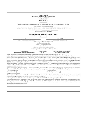 Thumbnail Duos Technologies Group 10-K Annual Report 