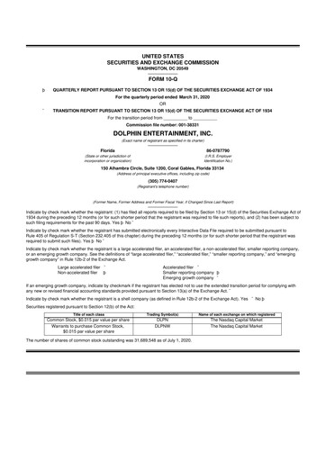 Thumbnail Dolphin Entertainment
 10-Q Quarterly Report FY2020 