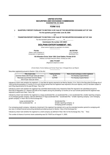 Thumbnail Dolphin Entertainment
 10-Q Quarterly Report FY2020 