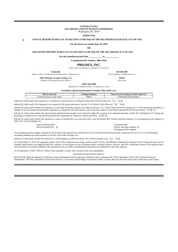 Thumbnail Pro-Dex 10-K Annual Report 2020