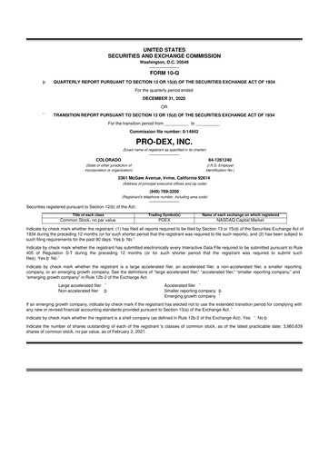 Miniature Pro-Dex 10-Q Rapport trimestriel 2021 