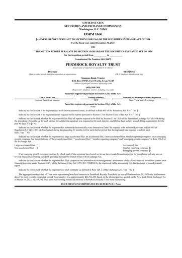 Vorschaubild PermRock Royalty Trust 10-K Jahresbericht 
