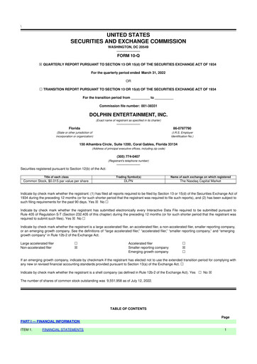 Thumbnail Dolphin Entertainment
 10-Q Quarterly Report FY2022 