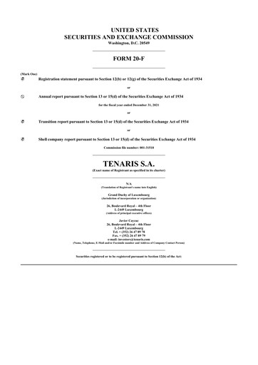 Thumbnail Tenaris 20-F Annual Report 2021