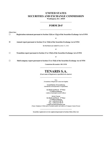 Thumbnail Tenaris 20-F Annual Report 2022