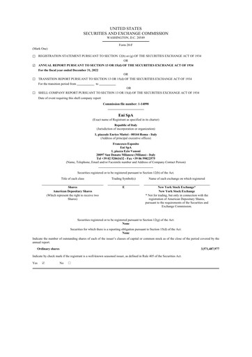 Thumbnail ENI 20-F Annual Report 2022