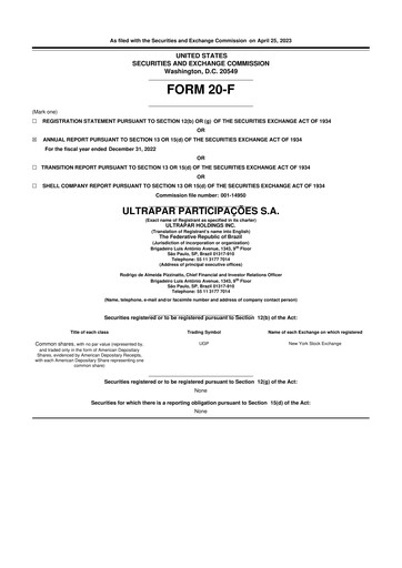 Thumbnail Ultrapar Participacoes 20-F Annual Report 2022