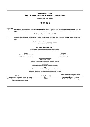 Thumbnail Eve Holding, Inc. 10-Q Quarterly Report FY2023 