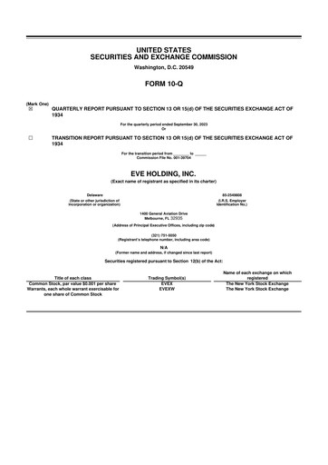 Thumbnail Eve Holding, Inc. 10-Q Quarterly Report FY2023 